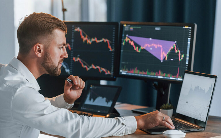 young businessman investing in stocks