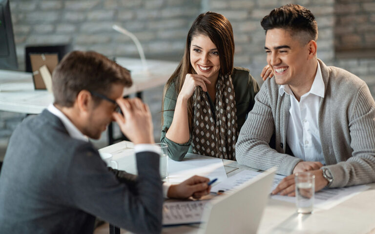 financial advisor with clients